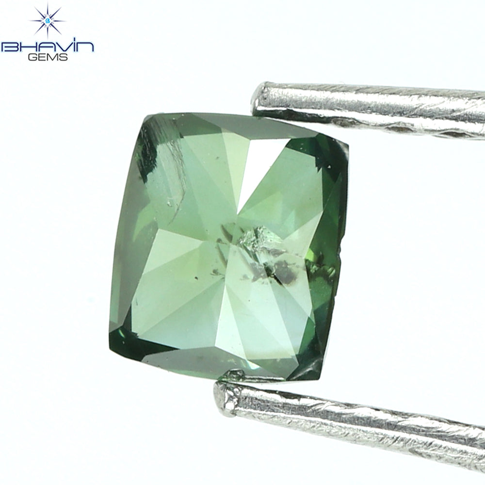 0.28 CT クッション シェイプ エンハンスト ブルーイッシュ グリーン カラー 天然ダイヤモンド I1 クラリティ (4.22 MM)