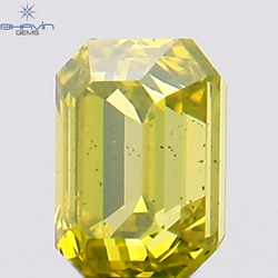 0.13 CT エメラルド シェイプ ナチュラル ダイヤモンド エンハンスト イエロー グリーン カラー VS1 クラリティ (3.02 MM)