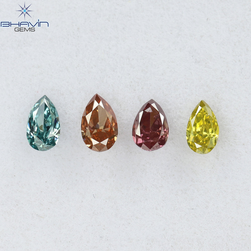 0.31 CT/4 Pcs Pear Shape Natural Diamond Mix Color SI1 Clarity (3.92 MM)