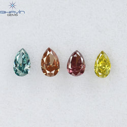 0.31 CT/4 Pcs Pear Shape Natural Diamond Mix Color SI1 Clarity (3.92 MM)