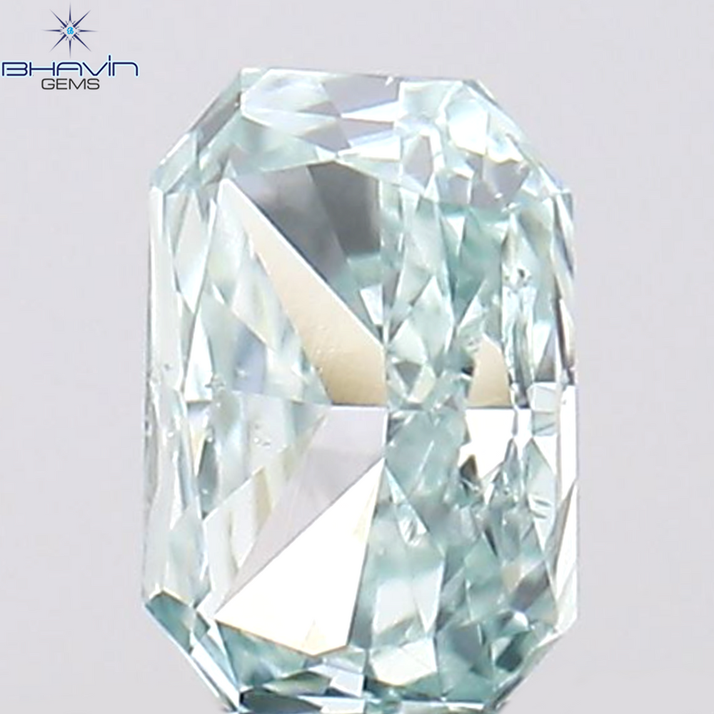 0.10 CT Radiant Shape Natural Diamond Greenish Blue Color VS1 Clarity (3.13 MM)