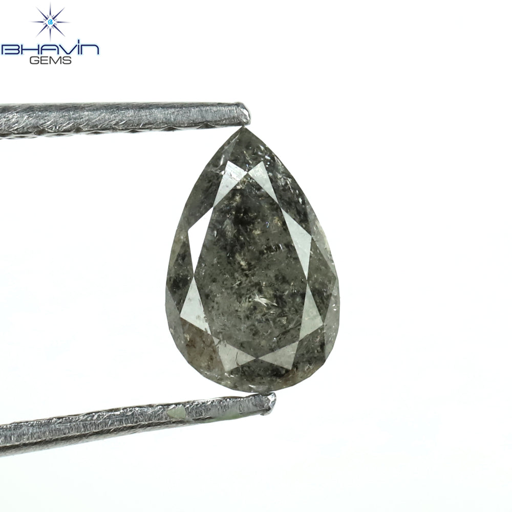 0.58 CT Pear Shape Natural Loose Diamond Salt And Pepper Color I3 Clarity (6.53 MM)