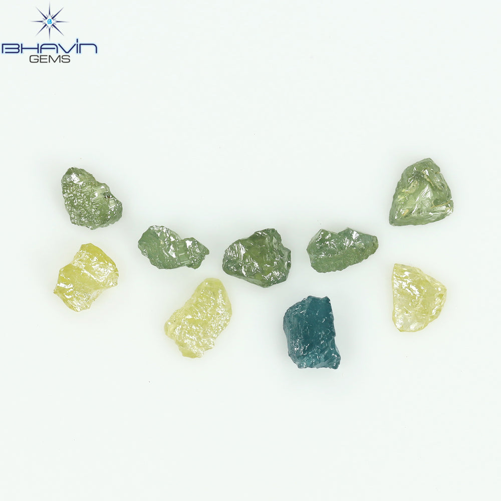 0.76 CT/9 PCS Rough Shape Enhanced Mix Color Natural Diamond I3 Clarity (3.58 MM)