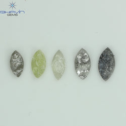 0.78 CT/5 Pcs Marquise Uncut Shape Mix Natural Loose Diamond I3 Clarity (6.35 MM)