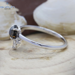 シールドダイヤ ダークブラウンダイヤ 天然ダイヤ 指輪 ゴールド 指輪 婚約指輪