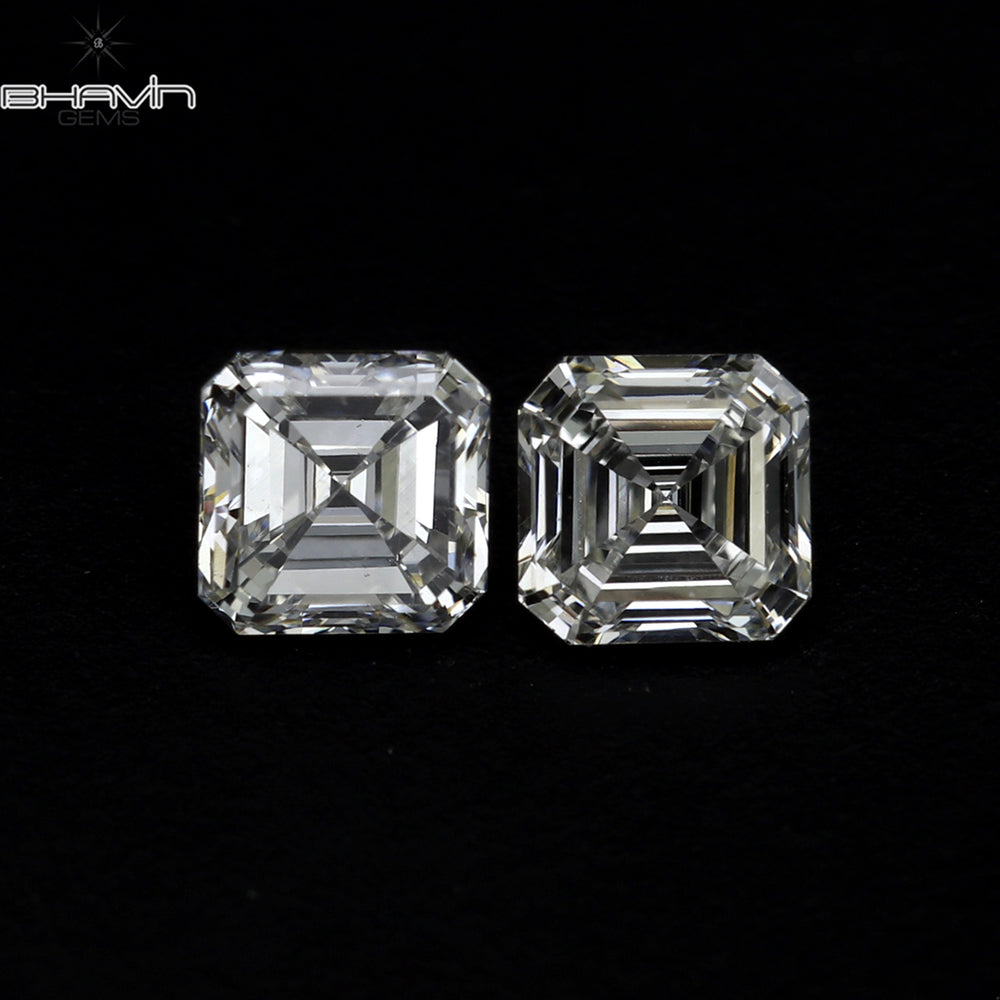 0.20 CT/2 Pcs Asscher Shape White (G+) Color Natural Loose Diamond VVS-VS Clarity (2.40 MM)