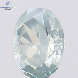 0.37 CT オーバル シェイプ ナチュラル ダイヤモンド グリーンがかったブルー カラー SI1 クラリティ (5.36 MM)