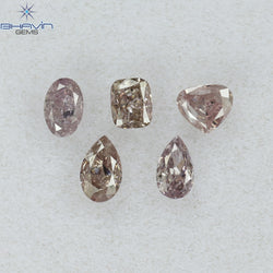 0.61 CT/5 Pcs Mix Shape Natural Diamond Pink Color I1 Clarity (3.96 MM)