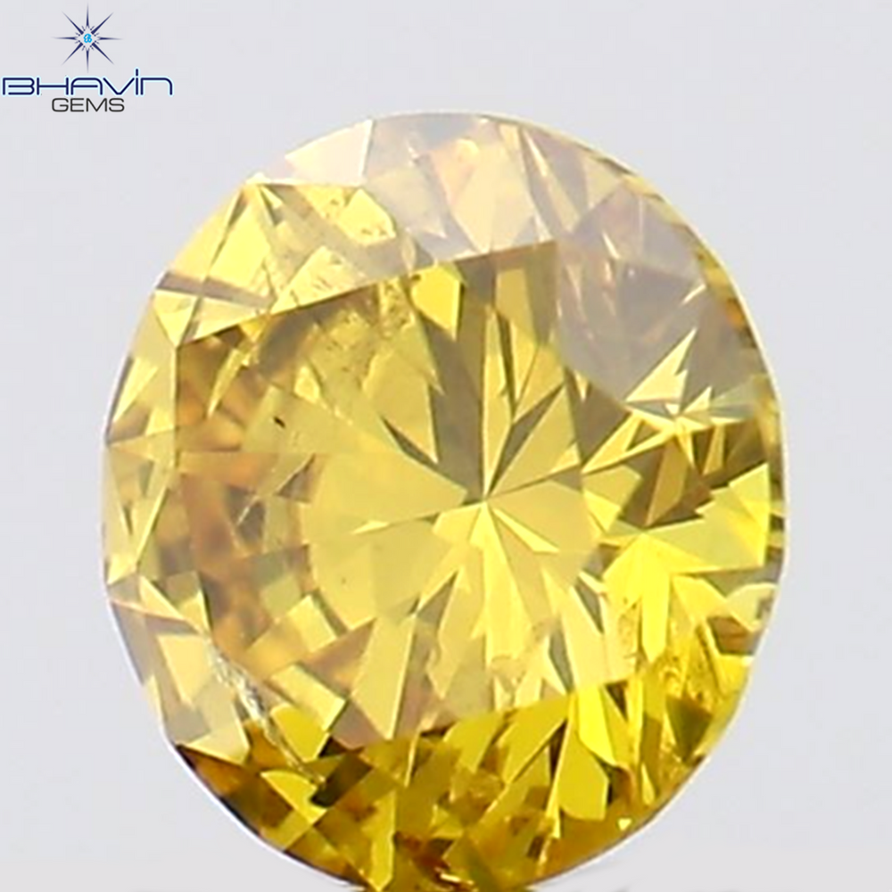 0.16 CT Round Shape Natural Diamond Vivid Yellow (Canary) Color SI1 Clarity (3.56 MM)