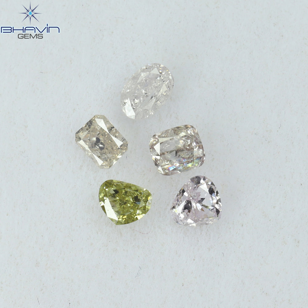 0.43 CT/5 Pcs Mix Shape Natural Diamond Pink Color SI Clarity (3.10 MM)