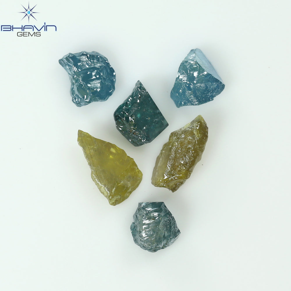 2.10 CT/6 PCS Rough Shape Enhanced Mix Color Natural Diamond I3 Clarity (6.32 MM)