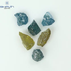 2.10 CT/6 PCS Rough Shape Enhanced Mix Color Natural Diamond I3 Clarity (6.32 MM)