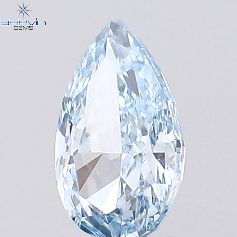 0.44 CT Pear Shape Natural Diamond Blue Color VS1 Clarity (6.33 MM)