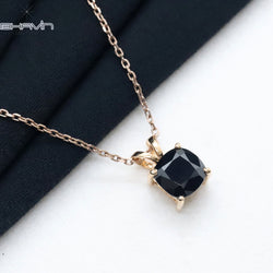 Cushion Diamond Black Natural Diamond Pendant-Earring Rose Gold Bridal Necklace