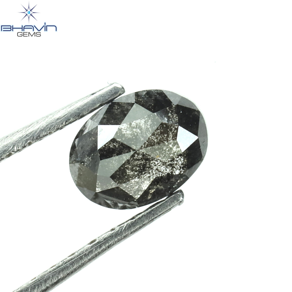0.50 CT Oval Shape Natural Diamond Salt And Pepper Color I3 Clarity (5.56 MM)