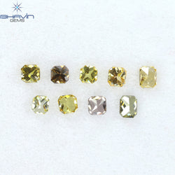 0.81 CT/9 Pcs Radiant Shape Natural Diamond Mix Color VS2 Clarity (2.93 MM)