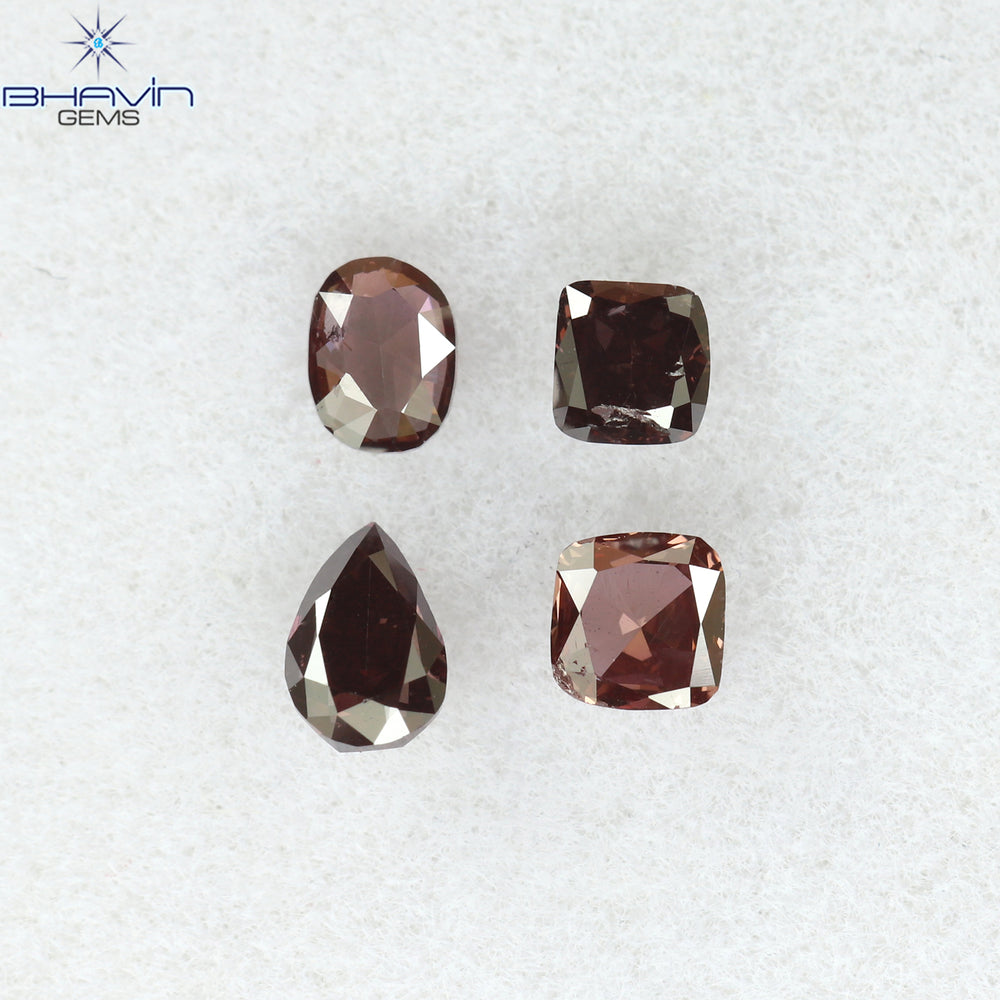 0.42 CT/4 Pcs Mix Shape Natural Diamond Pink Color SI Clarity (3.83 MM)