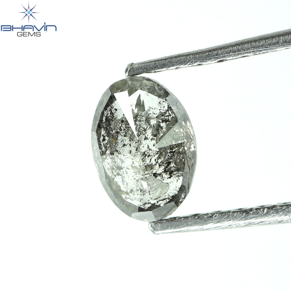 0.50 CT Oval Shape Natural Diamond Salt And Pepper Color I3 Clarity (5.86 MM)