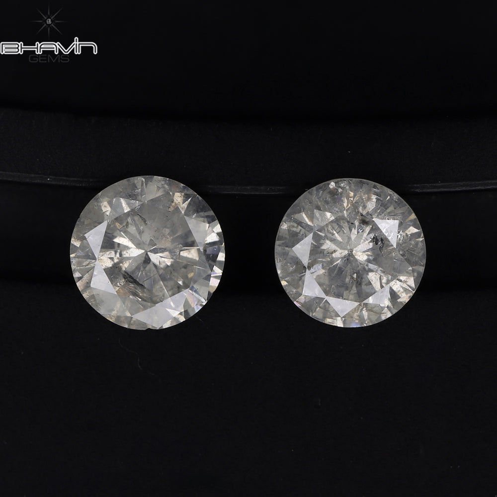0.78 CT/2 Pcs Round Shape Natural Loose Diamond White Color I3 Clarity (4.70 MM)