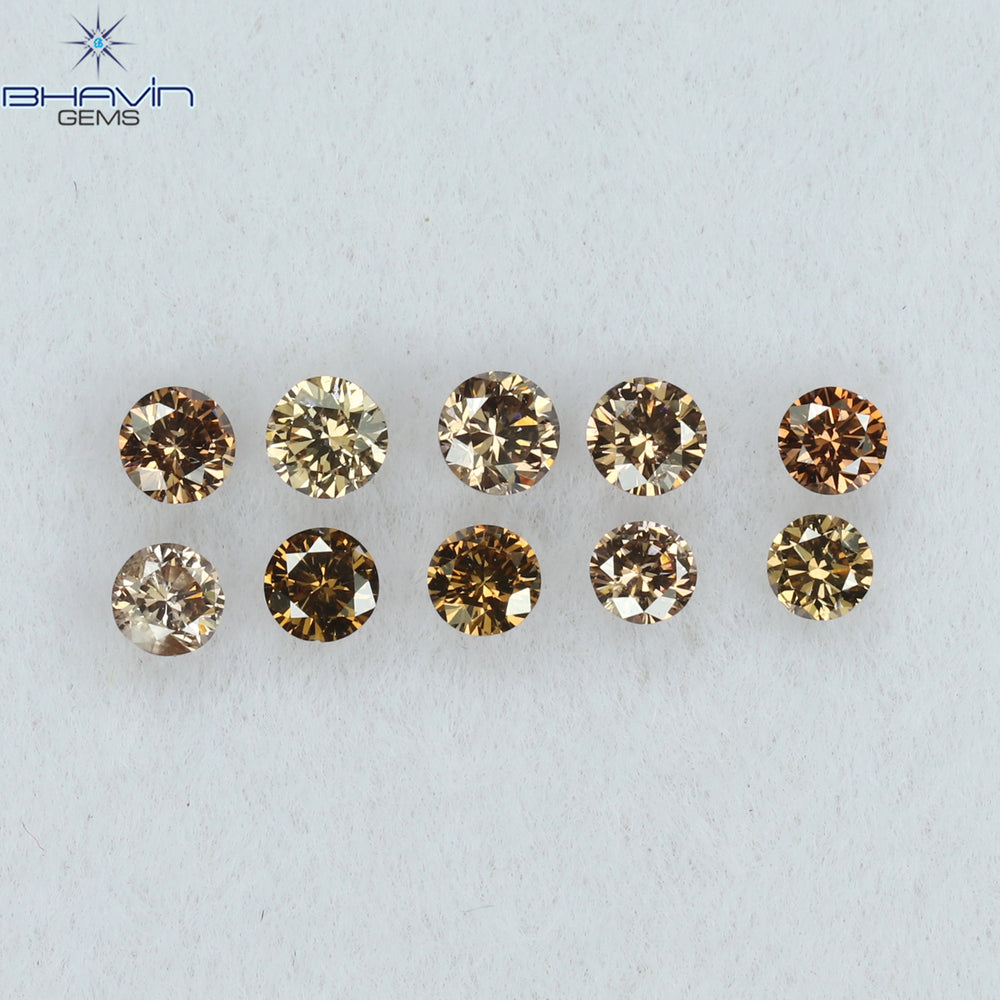 0.32 CT/10 Pcs Round Shape Natural Loose Diamond Brown Pink (Argyle) Color VS-SI Clarity (2.00 MM)