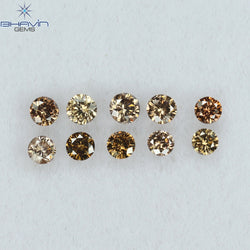 0.32 CT/10 Pcs Round Shape Natural Loose Diamond Brown Pink (Argyle) Color VS-SI Clarity (2.00 MM)
