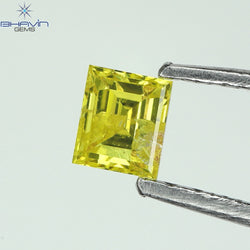 0.15 CT Square Cut Natural Diamond Enhanced Yellow Color SI2 Clarity (2.86 MM)