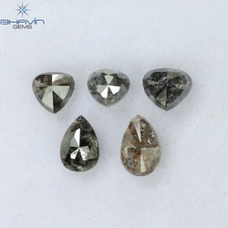 1.91 CT/5 PCS Mix Shape Natural Diamond Salt And Pepper Color I3 Clarity (6.00 MM)