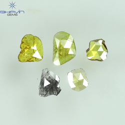 0.71 CT/5 ピース ローズカット ポルキ シェイプ ナチュラル ダイヤモンド ファンシー カラー I3 クラリティ (6.26 MM)