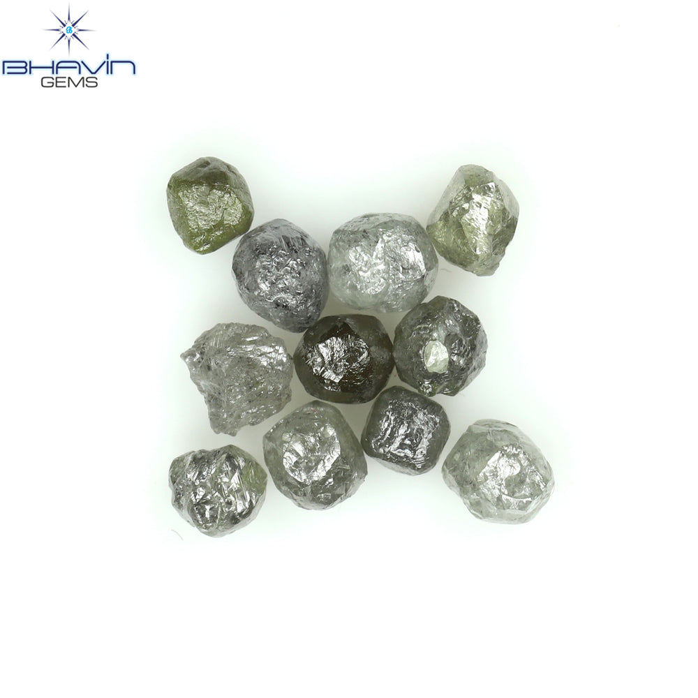 1.86 CT/11 PCS Rough Shape Grey Color Natural Diamond I3 Clarity (3.03 MM)