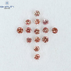 0.26 CT/14 ピース ラウンド シェイプ ナチュラル ルース ダイヤモンド ピンク カラー SI クラリティ (1.75 MM)
