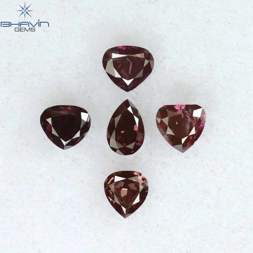 0.75 CT/5 Pcs Mix Shape Natural Diamond Pink Color SI2 Clarity (4.00 MM)