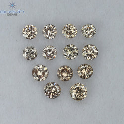 0.52 CT/13 Pcs Round Shape Natural Loose Diamond Brown Pink (Argyle) Color VS2 Clarity (2.35 MM)