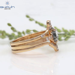 Pear Diamond Salt And Pepper Diamond Natural Diamond Ring Gold Ring Engagement Ring