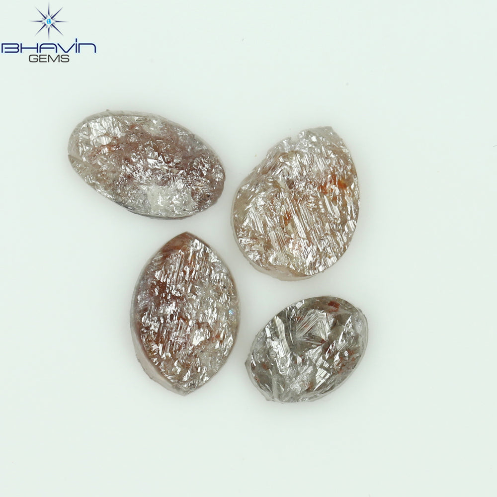 1.85 CT /4 Pcs Uncut Shape Brown Natural Loose Diamond I3 Clarity (6.48 MM)