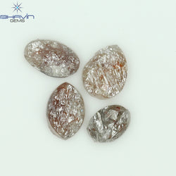 1.85 CT /4 Pcs Uncut Shape Brown Natural Loose Diamond I3 Clarity (6.48 MM)
