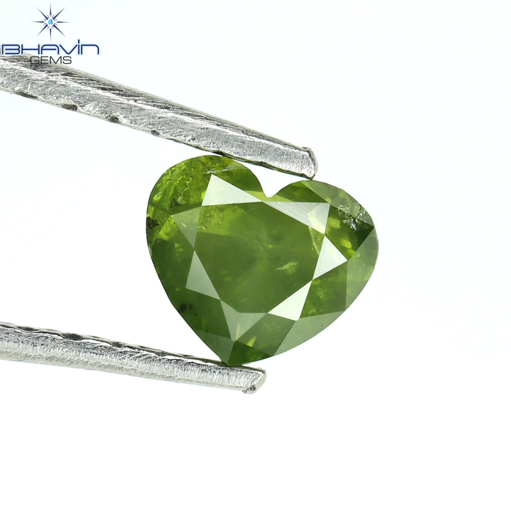 0.39 CT Heart Shape Natural Diamond Green Color I1 Clarity (4.70 MM)