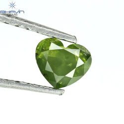 0.39 CT Heart Shape Natural Diamond Green Color I1 Clarity (4.70 MM)