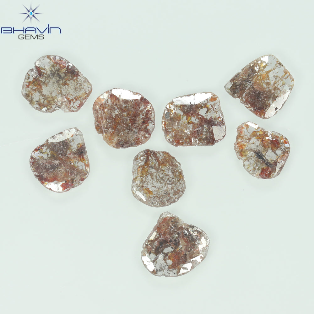 5.09 CT/8 Pcs Slice Shape Natural Loose Diamond Brown Color I3 Clarity (9.26 MM)