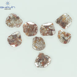 5.09 CT/8 Pcs Slice Shape Natural Loose Diamond Brown Color I3 Clarity (9.26 MM)