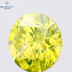 0.13 CT Round Shape Natural Diamond Green Yellow Color SI2 Clarity (3.19 MM)