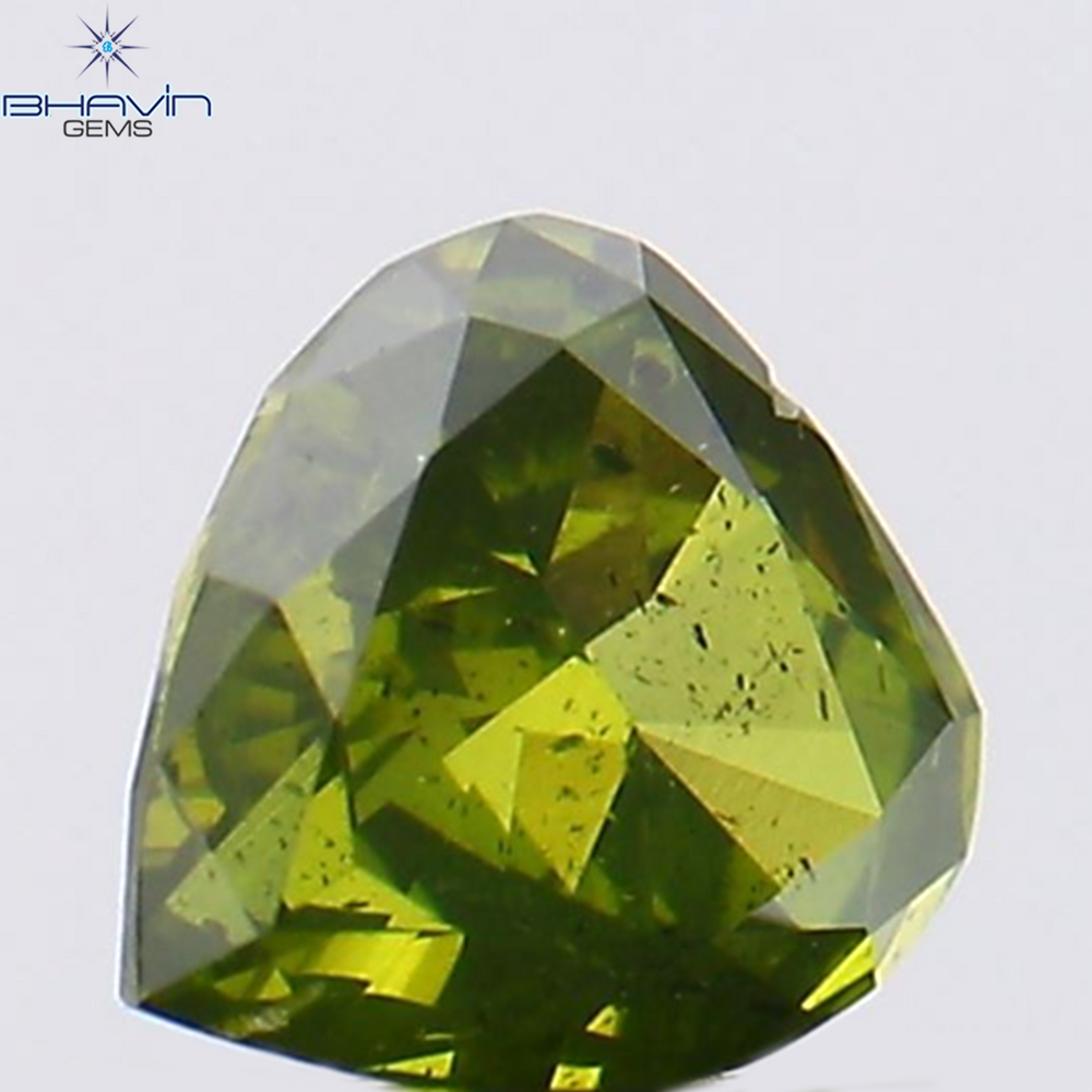 0.24 CT Heart Shape Natural Diamond Green Color SI1 Clarity (4.11 MM)