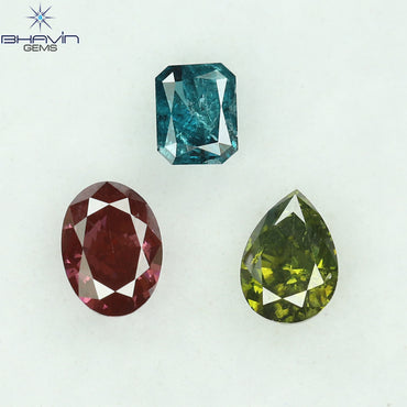 0.39 CT/3 Pcs Mix Shape Natural Diamond Pink Color VS-I1 Clarity (3.85 MM)