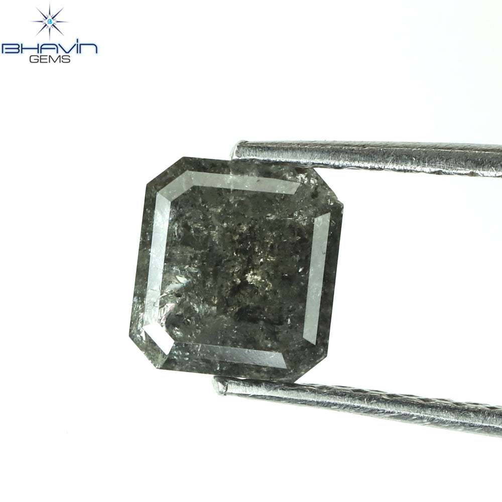 1.00 CT アッシャー シェイプ ナチュラル ダイヤモンド ソルト アンド ペッパー カラー I3 クラリティ (5.72 MM)