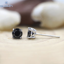 Diamond Pendant-Earring, Round Diamond, Black Diamond, Yellow Gold, Bridal Necklace