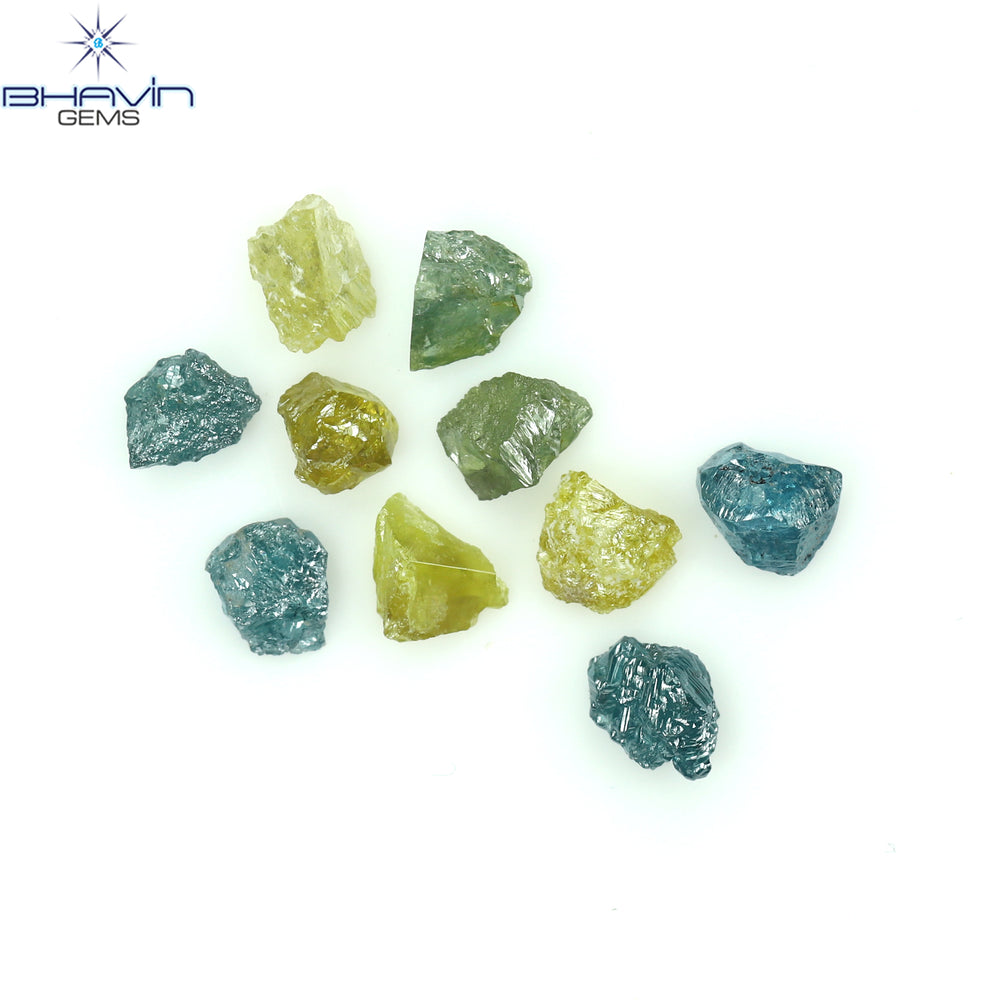 1.02 CT/10 PCS Rough Shape Enhanced Mix Color Natural Diamond I3 Clarity (3.30 MM)