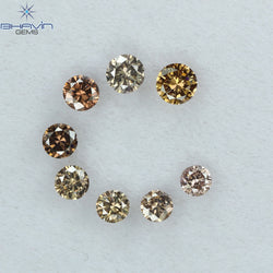 0.61 CT/8 Pcs Round Shape Natural Loose Diamond Brown Pink (Argyle) Color SI Clarity (3.15 MM)
