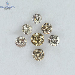 0.56 CT/7 Pcs Round Shape Natural Loose Diamond Brown Pink (Argyle) Color VS2 Clarity (3.20 MM)