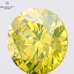 0.13 CT Round Shape Natural Diamond Green Yellow Color SI2 Clarity (3.24 MM)