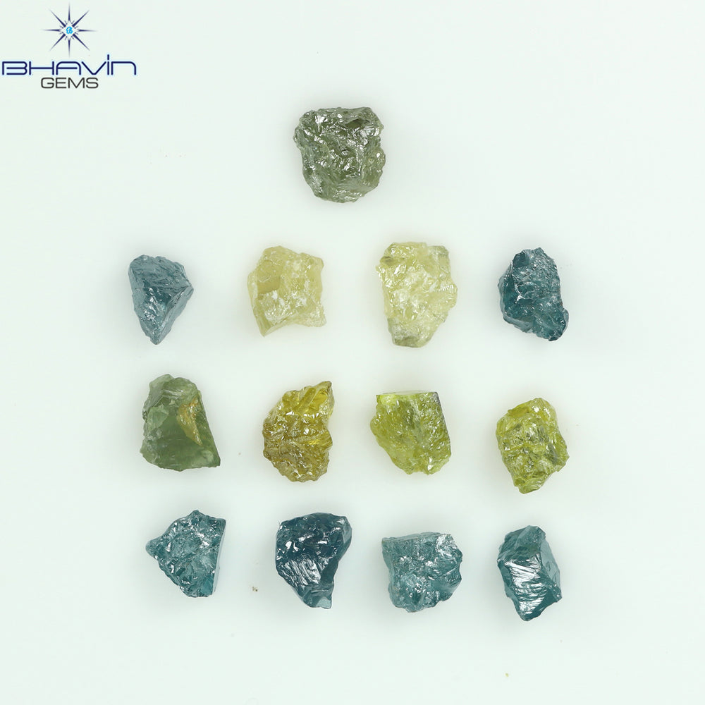 2.07 CT/13 PCS Rough Shape Enhanced Mix Color Natural Diamond I3 Clarity (3.28 MM)