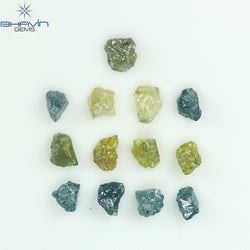 2.07 CT/13 PCS Rough Shape Enhanced Mix Color Natural Diamond I3 Clarity (3.28 MM)